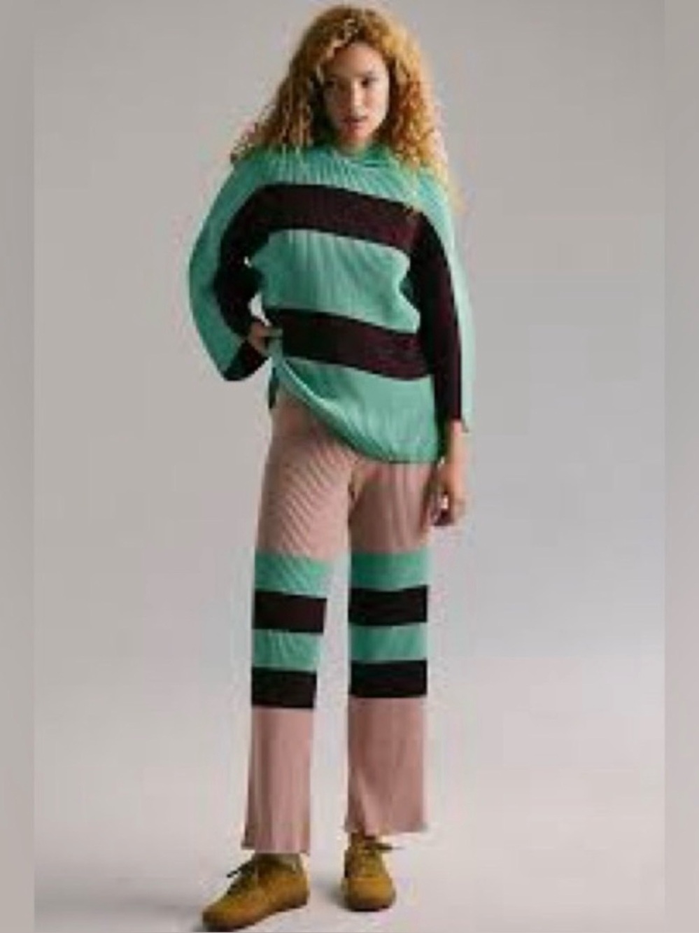 Free People Beach Kami Ribbed Knit Striped Sweater&Pants Julep 100% Cotton